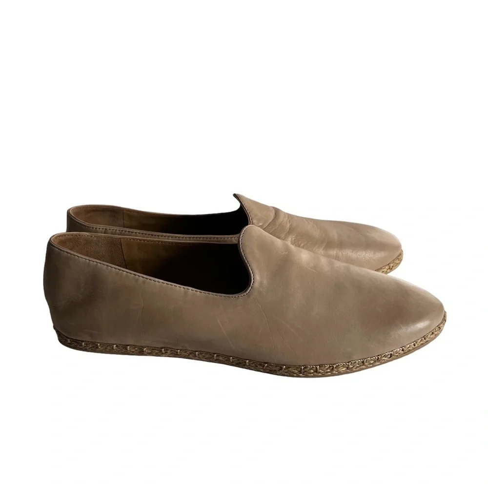 Vince Malia Leather Espadrilles Slip On Flat Loafer